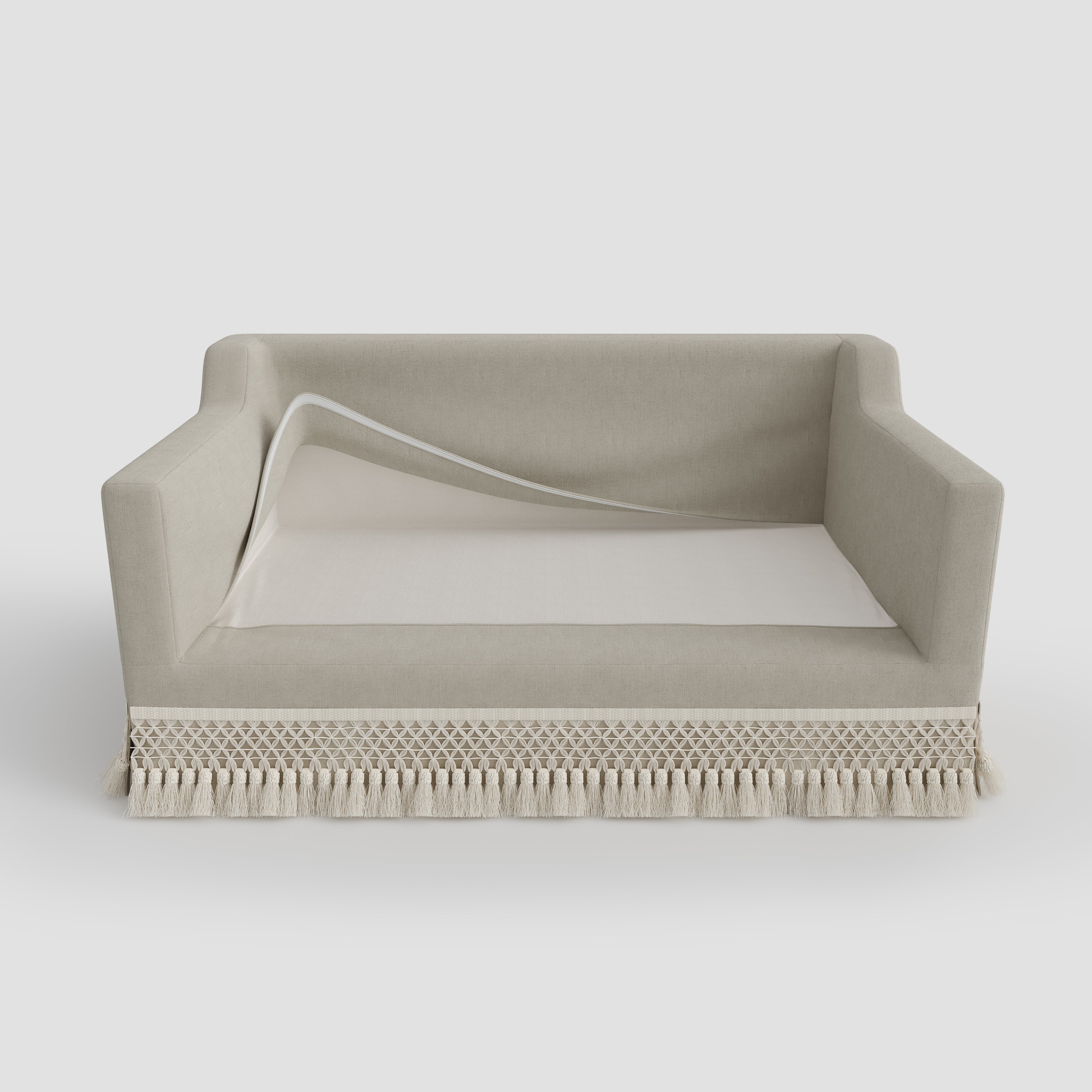 Cottonfy Cotton-Linen Washable Fringe 2 Seater Sofa