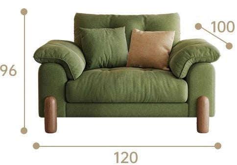 Nordic Fabric Living Room Green Solid Wood Corner Sofa