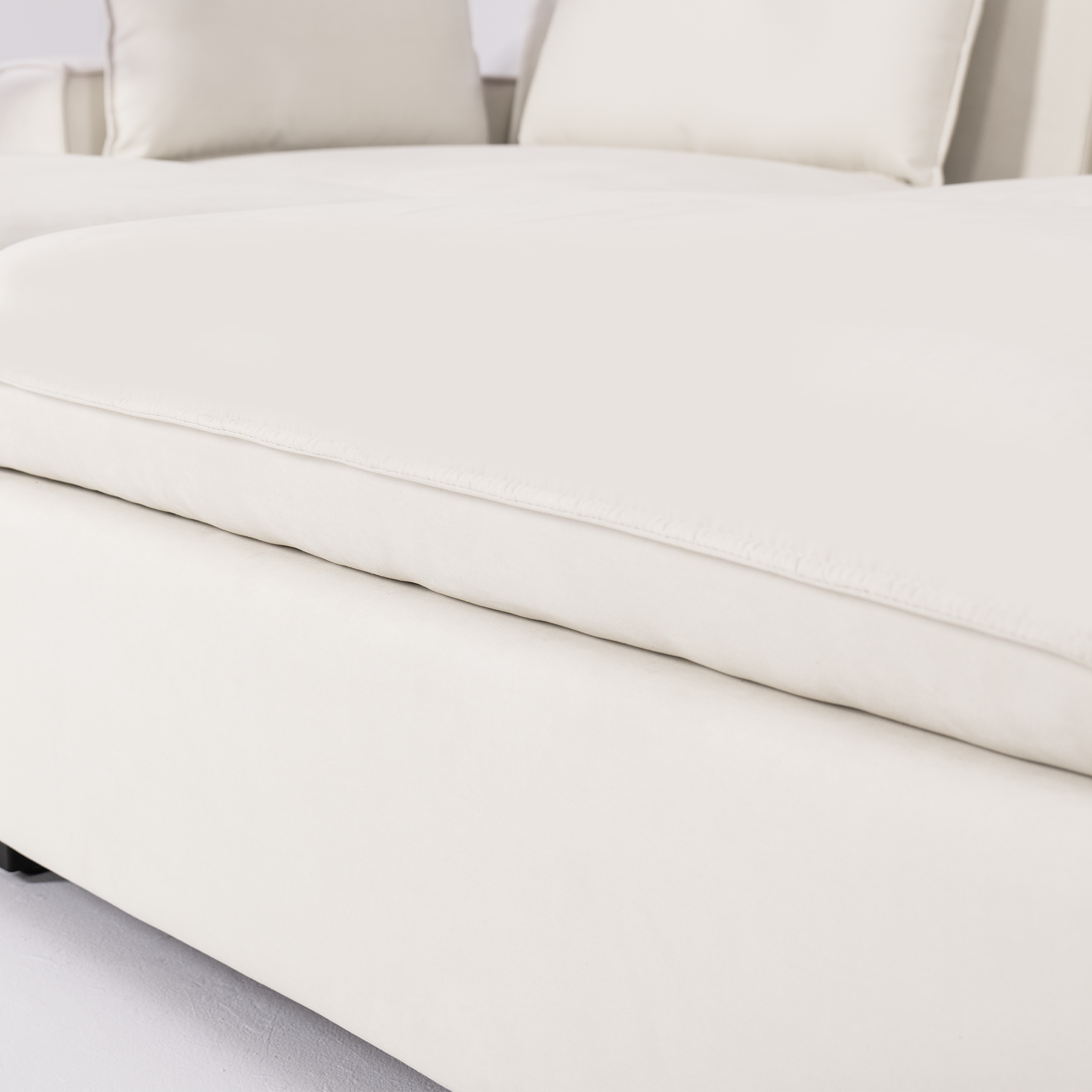 Cottonfy Creamy Tofu Block Pullout Sofa Bed with Storage