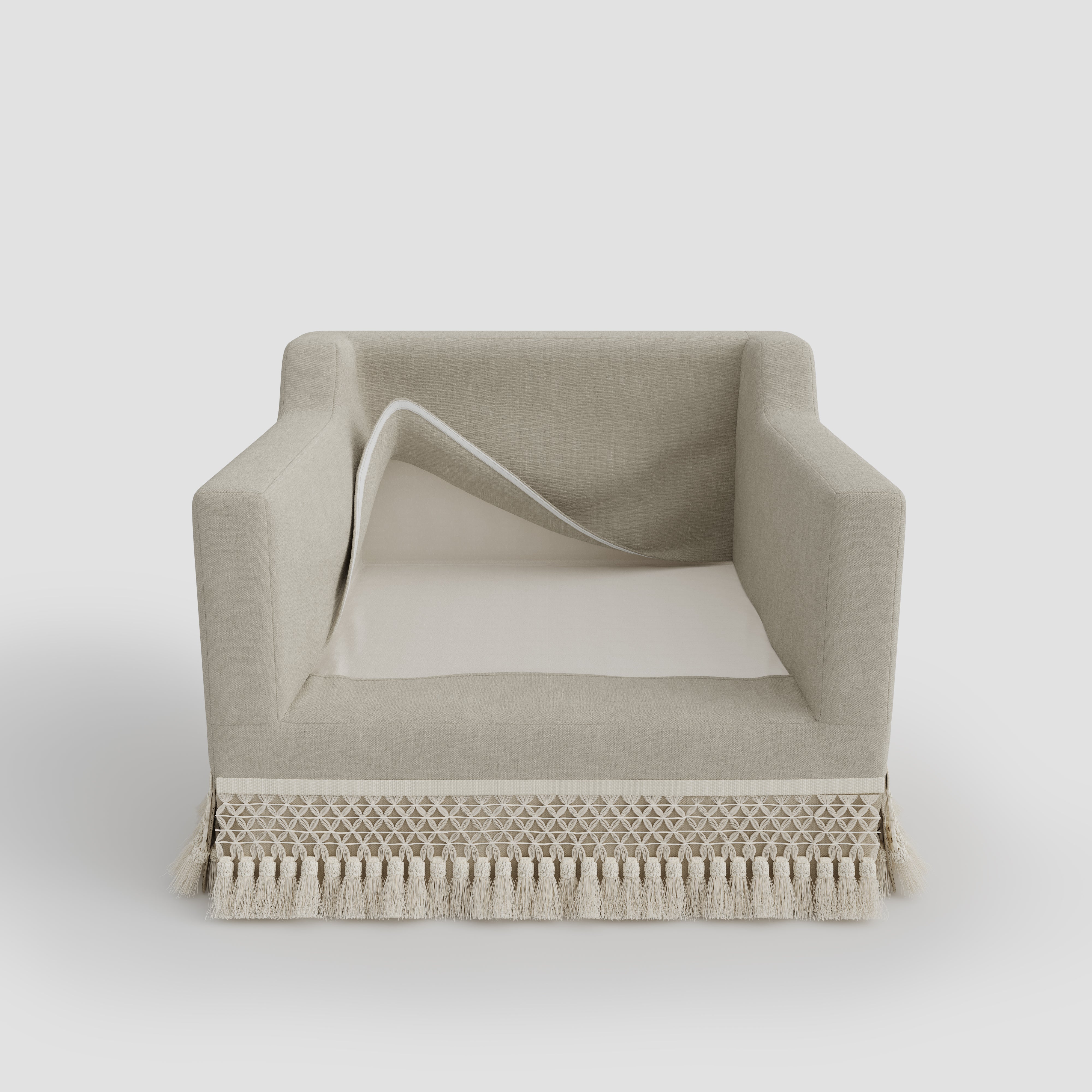 Cottonfy Cotton-Linen Washable Fringe 2 Seater Sofa