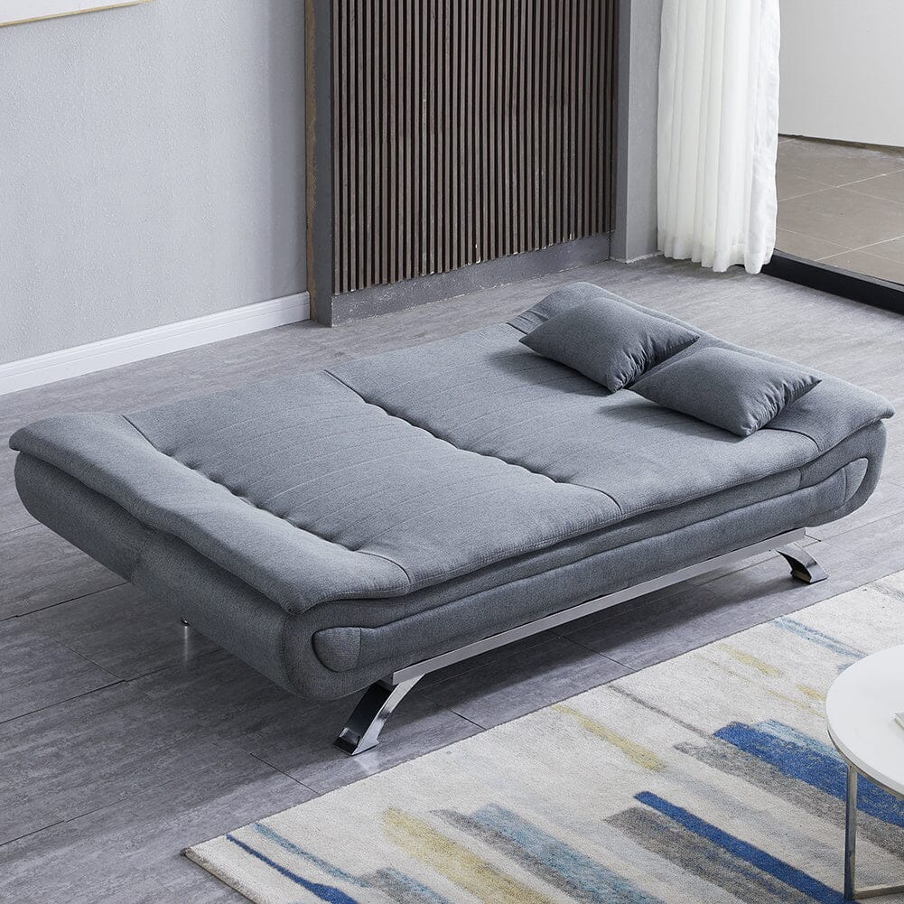 Modern 2-Seater Linen Fabric Sofa Bed with Cushions and 2 Pillows