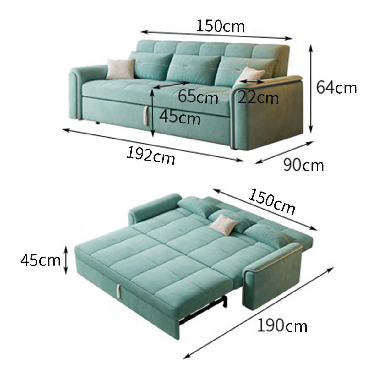 Multifunctional Mint Velvet Pull Out Chaise Sofa Bed with Storage