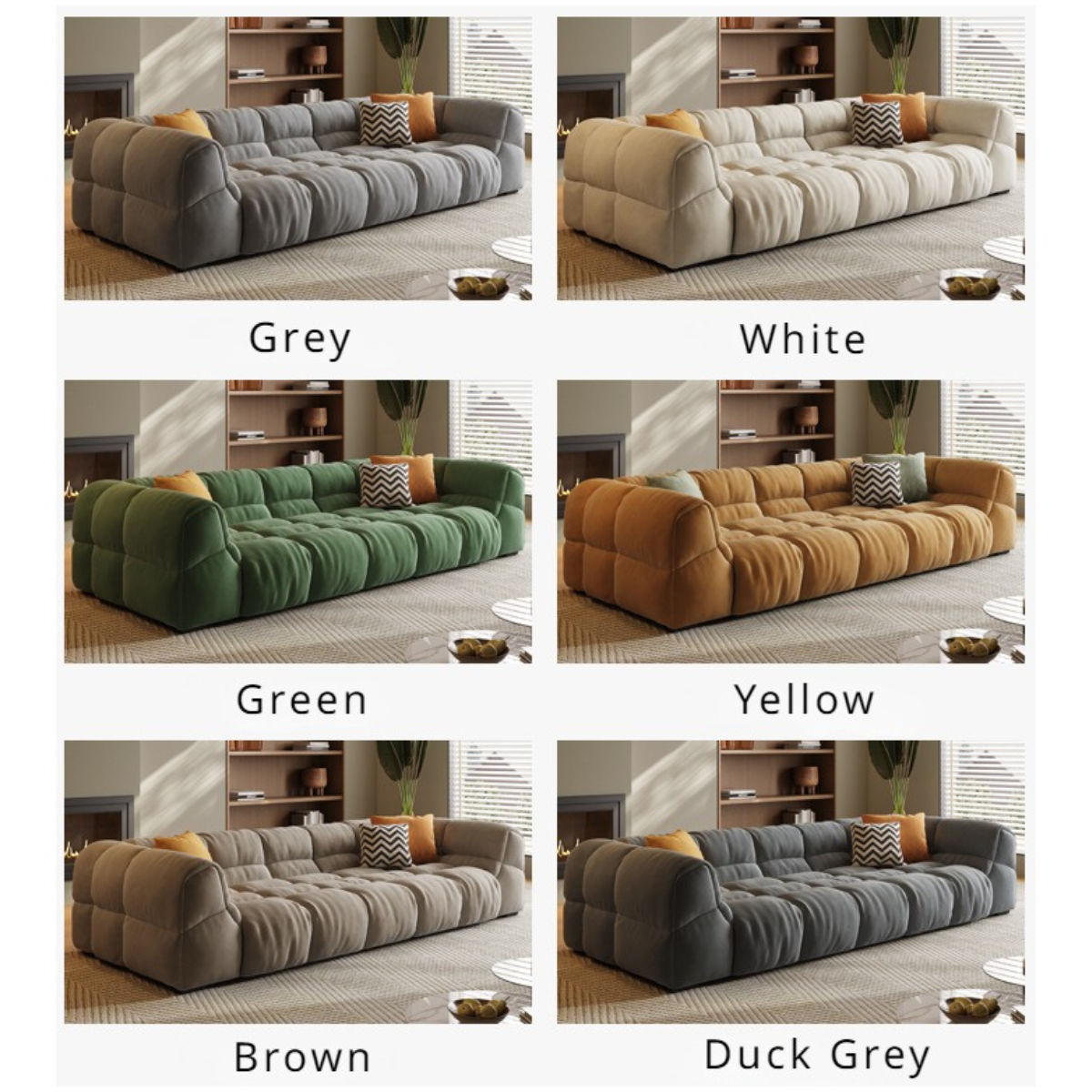 Fluffy Waffle Leathaire Fabric Sofa 3 Seater for Limited Space