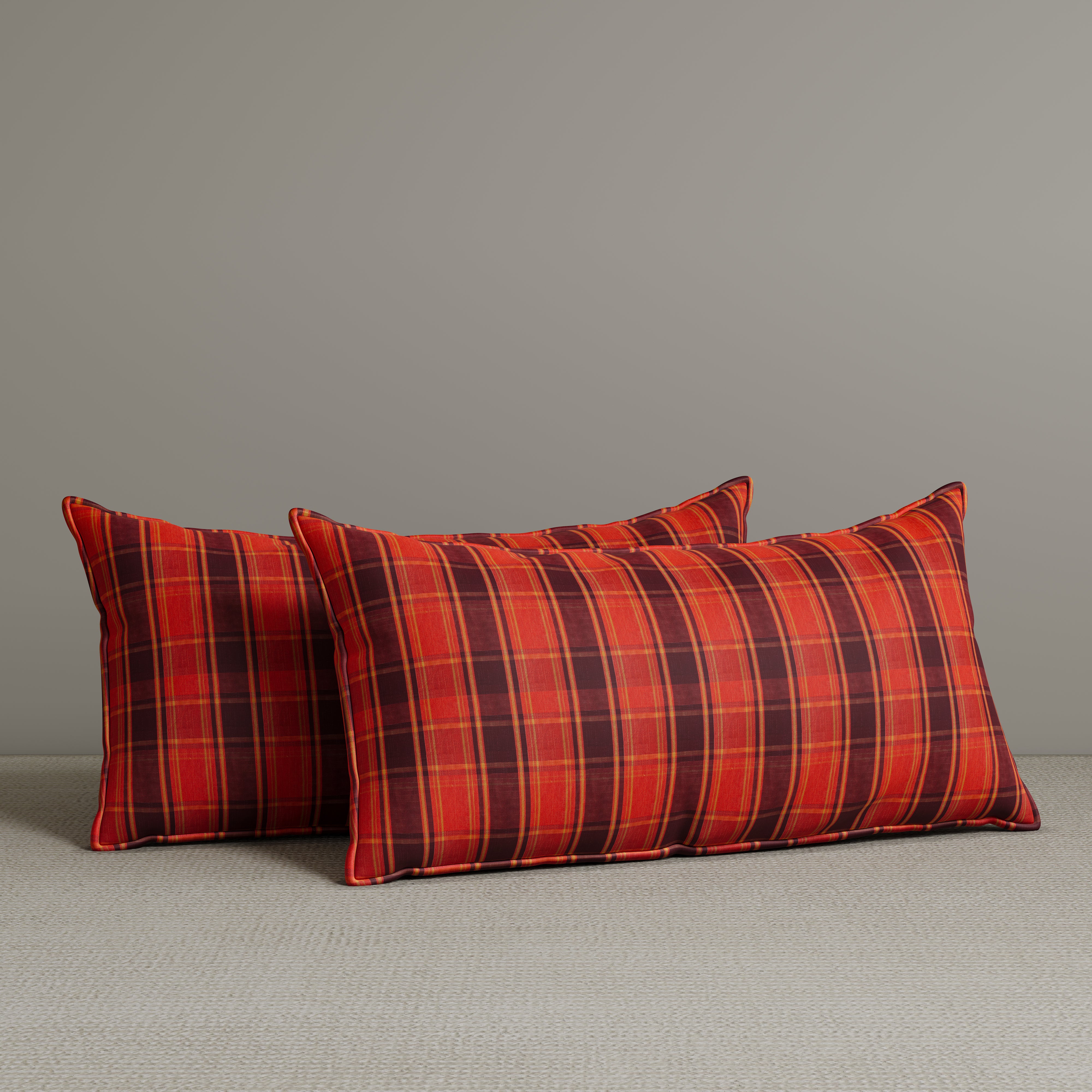Exclusive Waist Cushion in Autumn Spice Checkered Cotton Linen, 56*27*12 CM