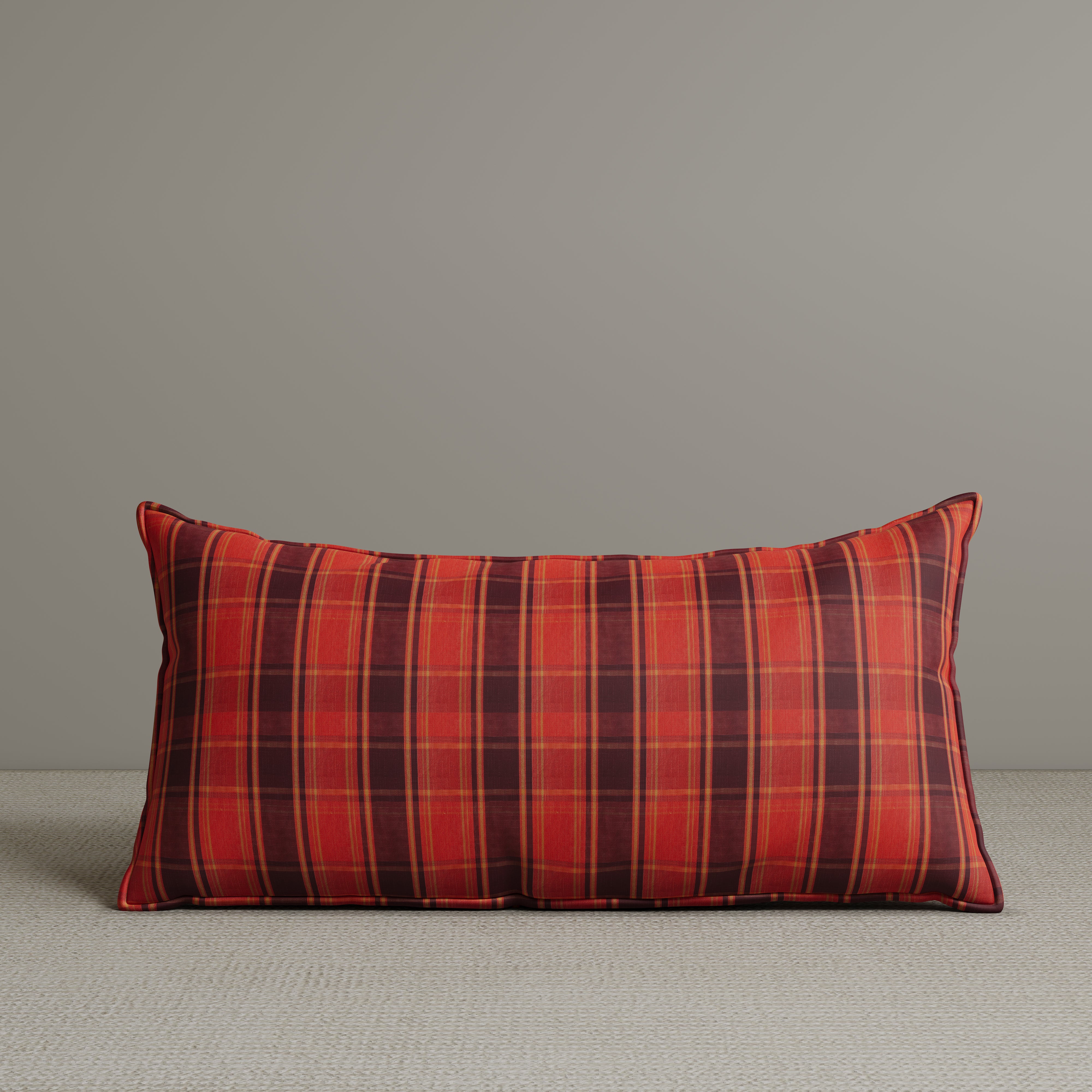 Exclusive Waist Cushion in Autumn Spice Checkered Cotton Linen, 56*27*12 CM