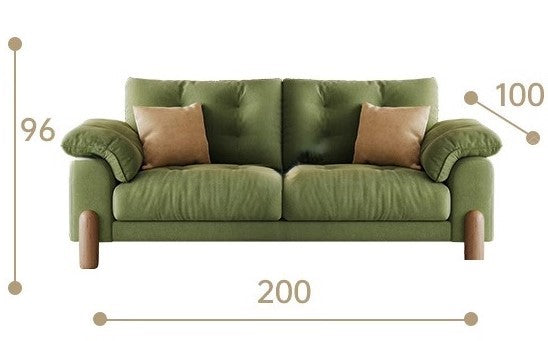 Nordic Fabric Living Room Green Solid Wood Corner Sofa