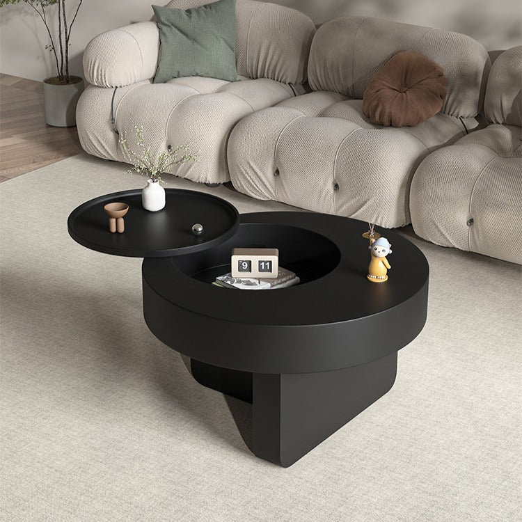 Minimalist Living Room Small Unit with Movable Rotating Coffee Table