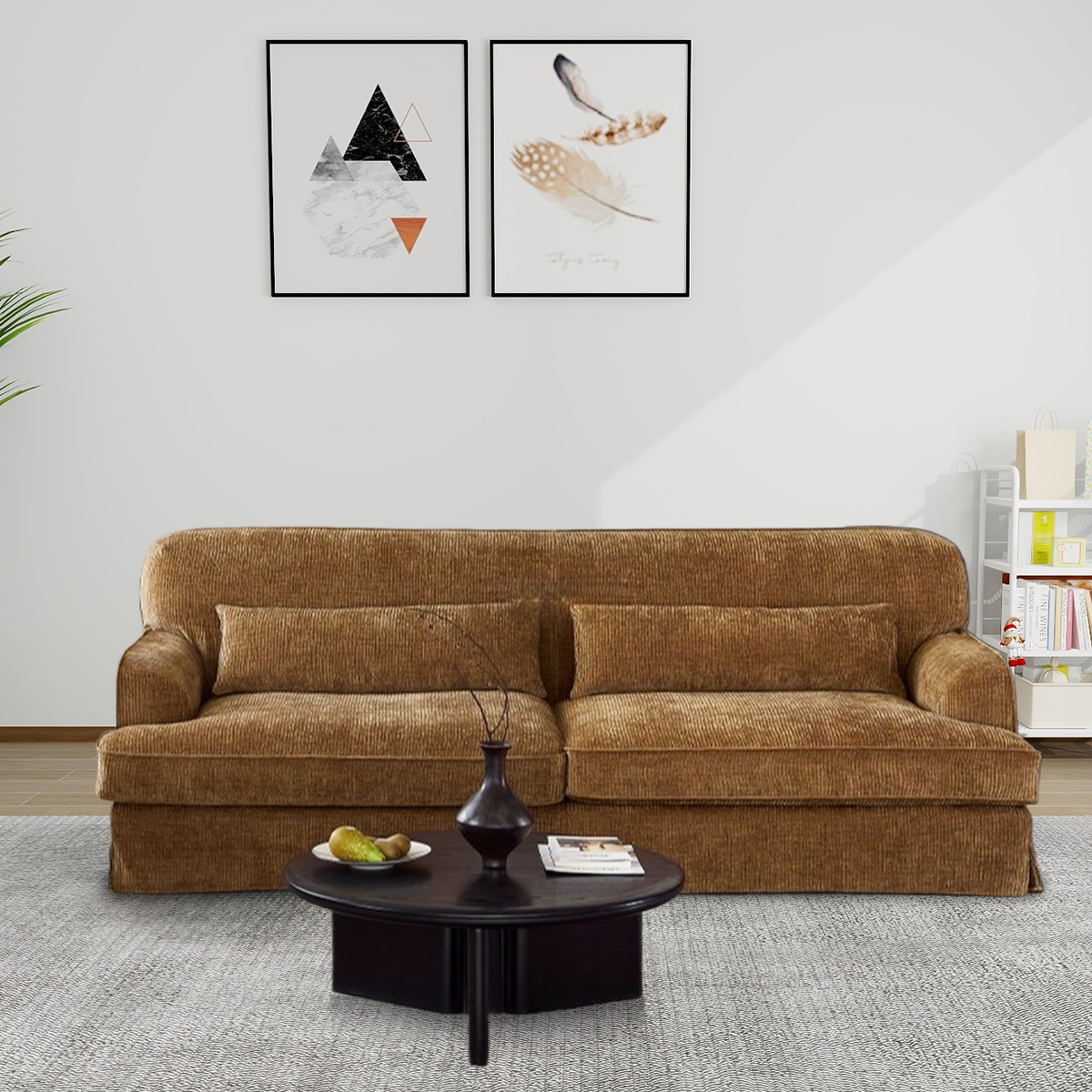 Vintage-Style Stain-Resistant Extra-Deep Sofa