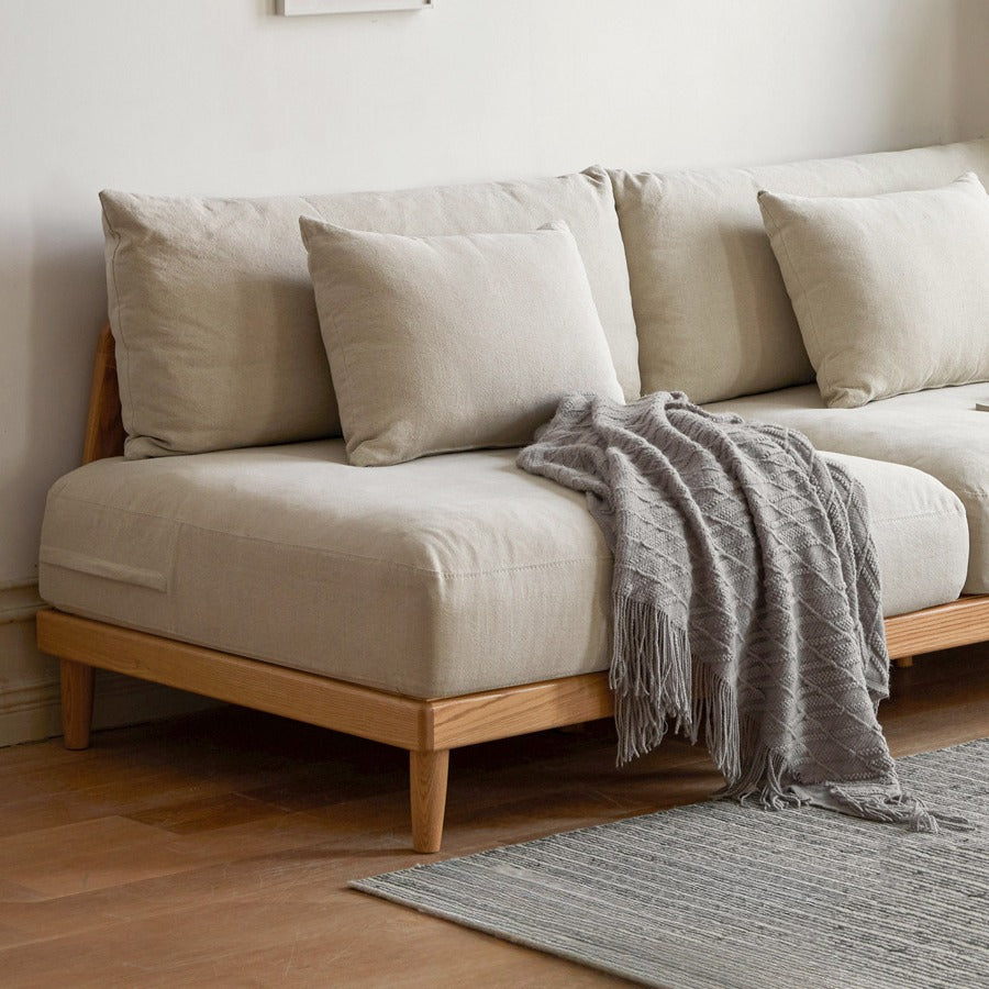 Modern Simple Oak Settee Sofa for Limited Space