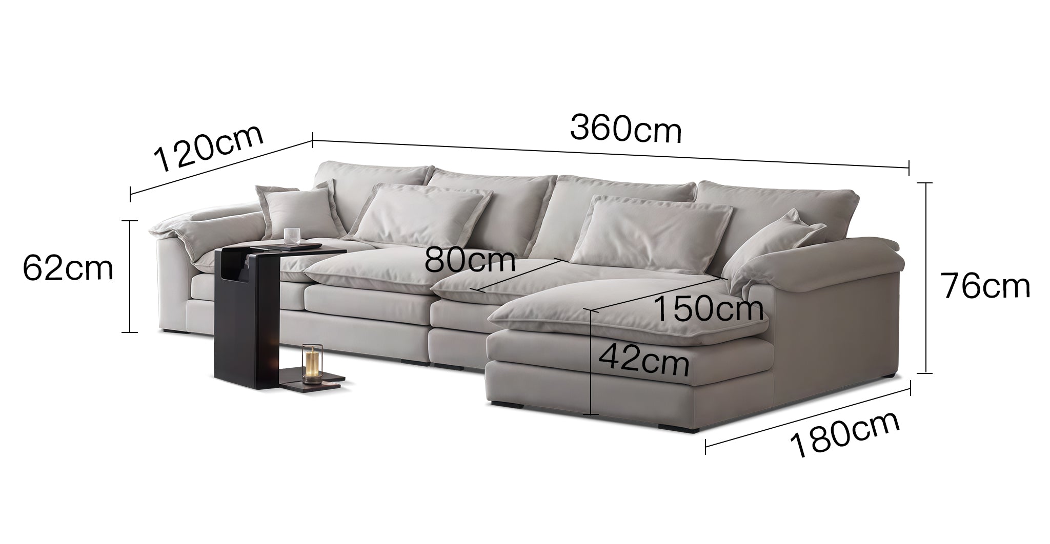 Anti-Cat Scratch Fabric Wide Seated Deep Detachable Corner Sofa