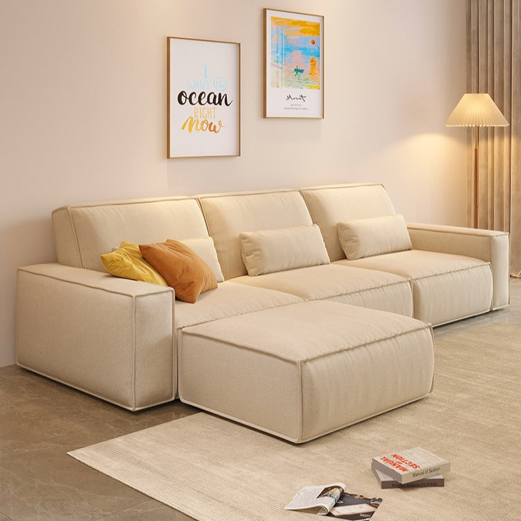 High Back Beancurd Block Cream Wind Cotton Linen Sofa