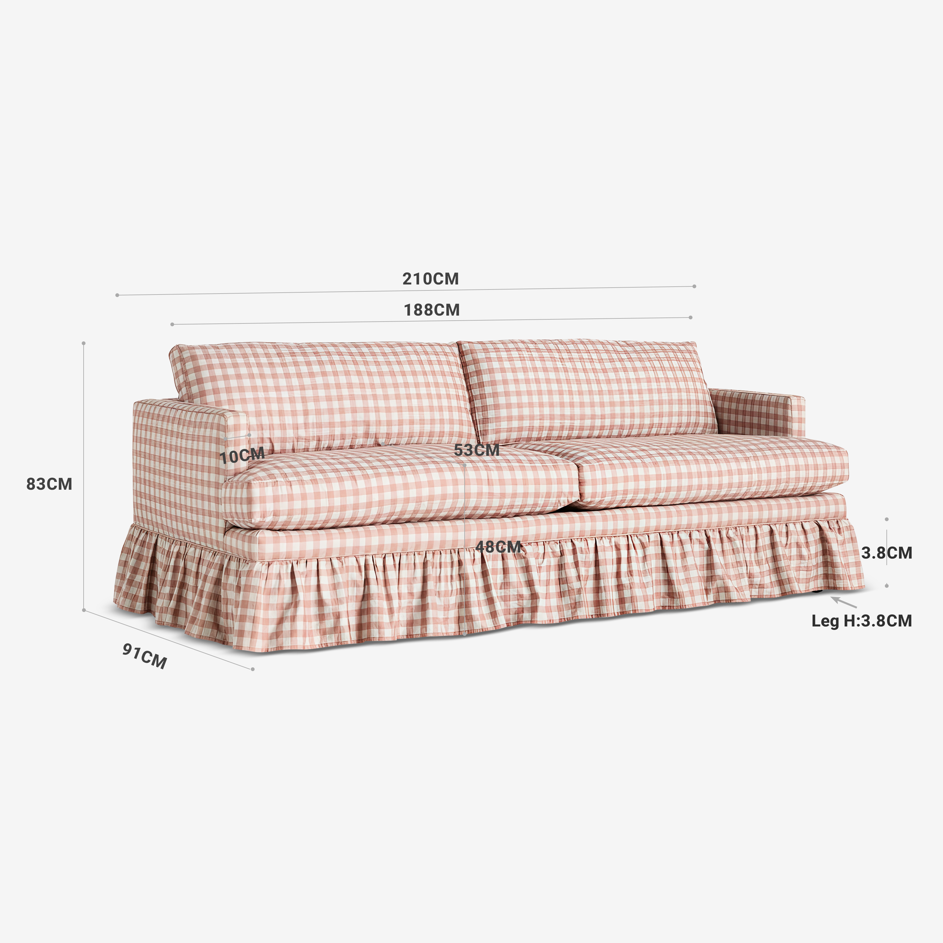 Cottonfy British Cottage Comfort Sofa with Tailored Skirt
