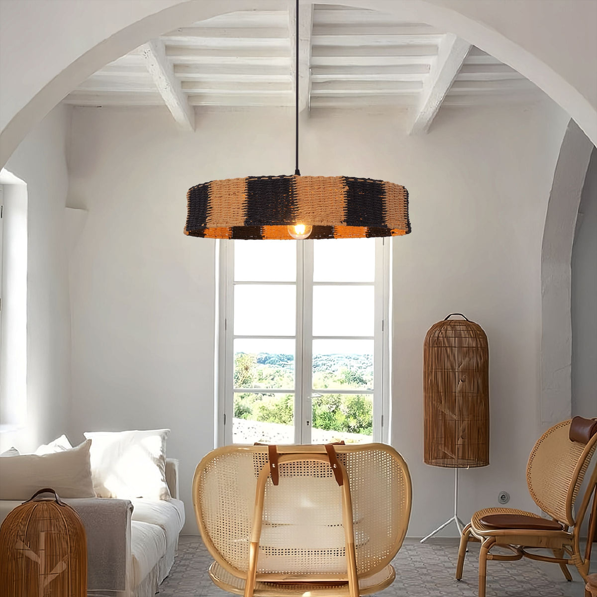 Lightsin Handwoven Paper Rope Pendant Light for a Warm Modern Glow