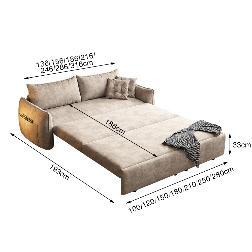 Upgrade Adjustable Multifunctional 3 Seater Sofa Bed with Storage Space