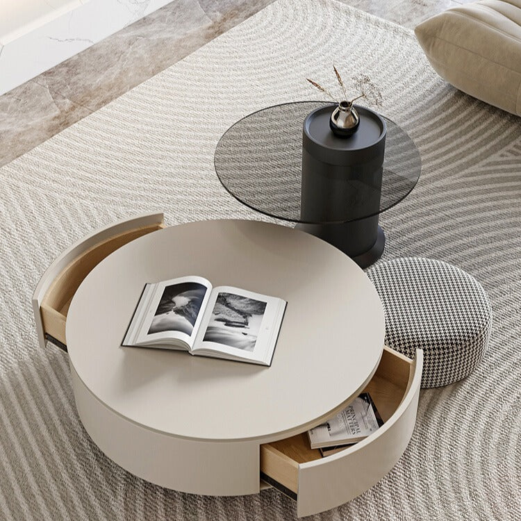 Circular Living Room Coffee Table with Storage