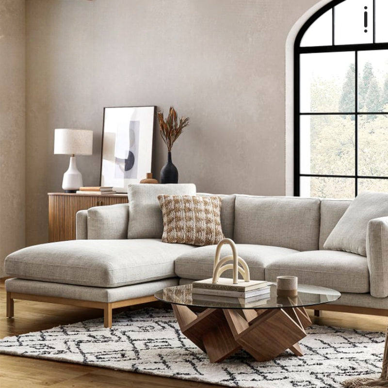 Elegant Removable Fabric Oak Sofa