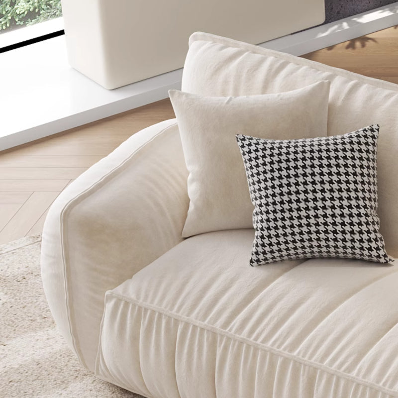 Creamy Padded Lint Sofa with Matching Footstool