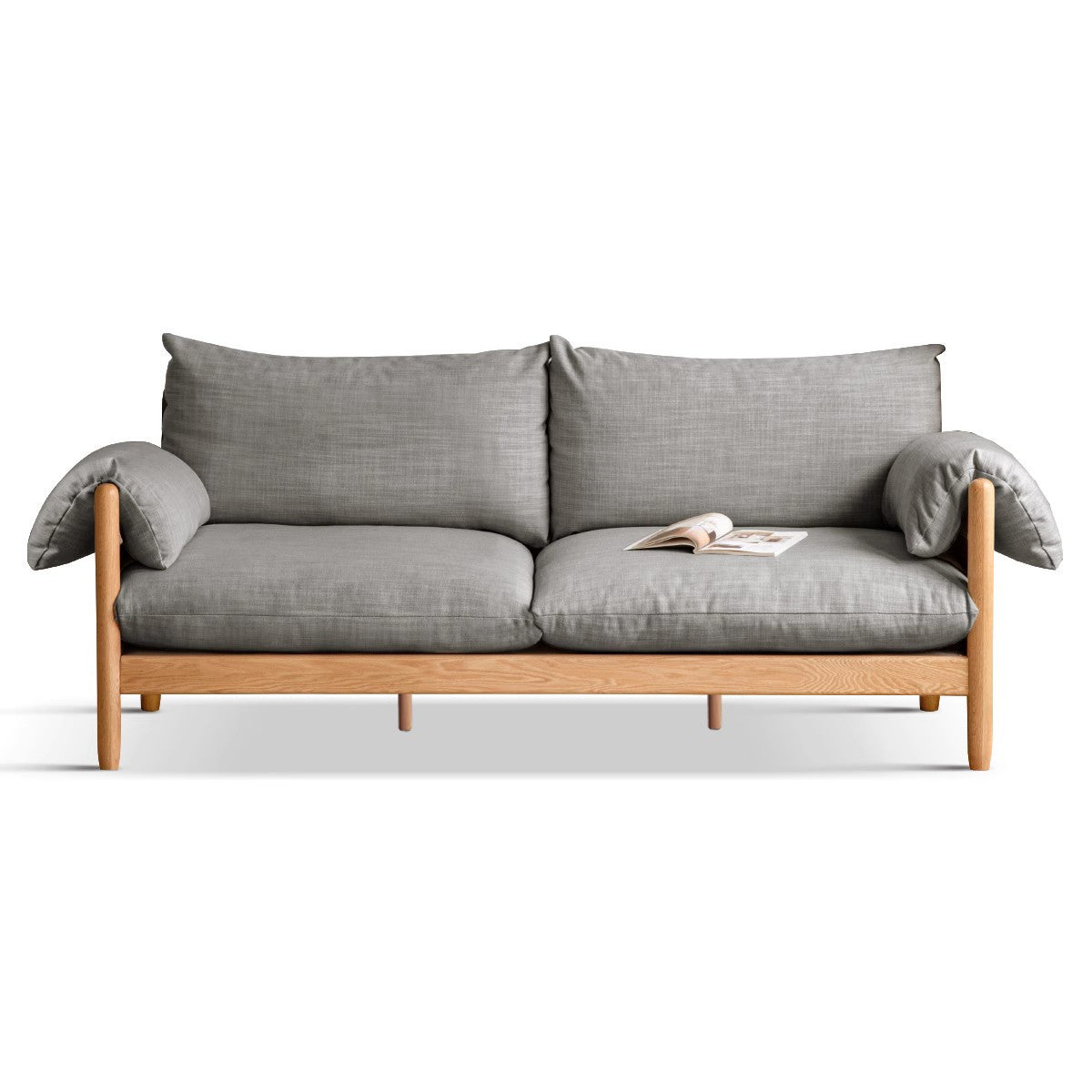 Classic Minimalism Oak Solid Wood Fabric Sofa