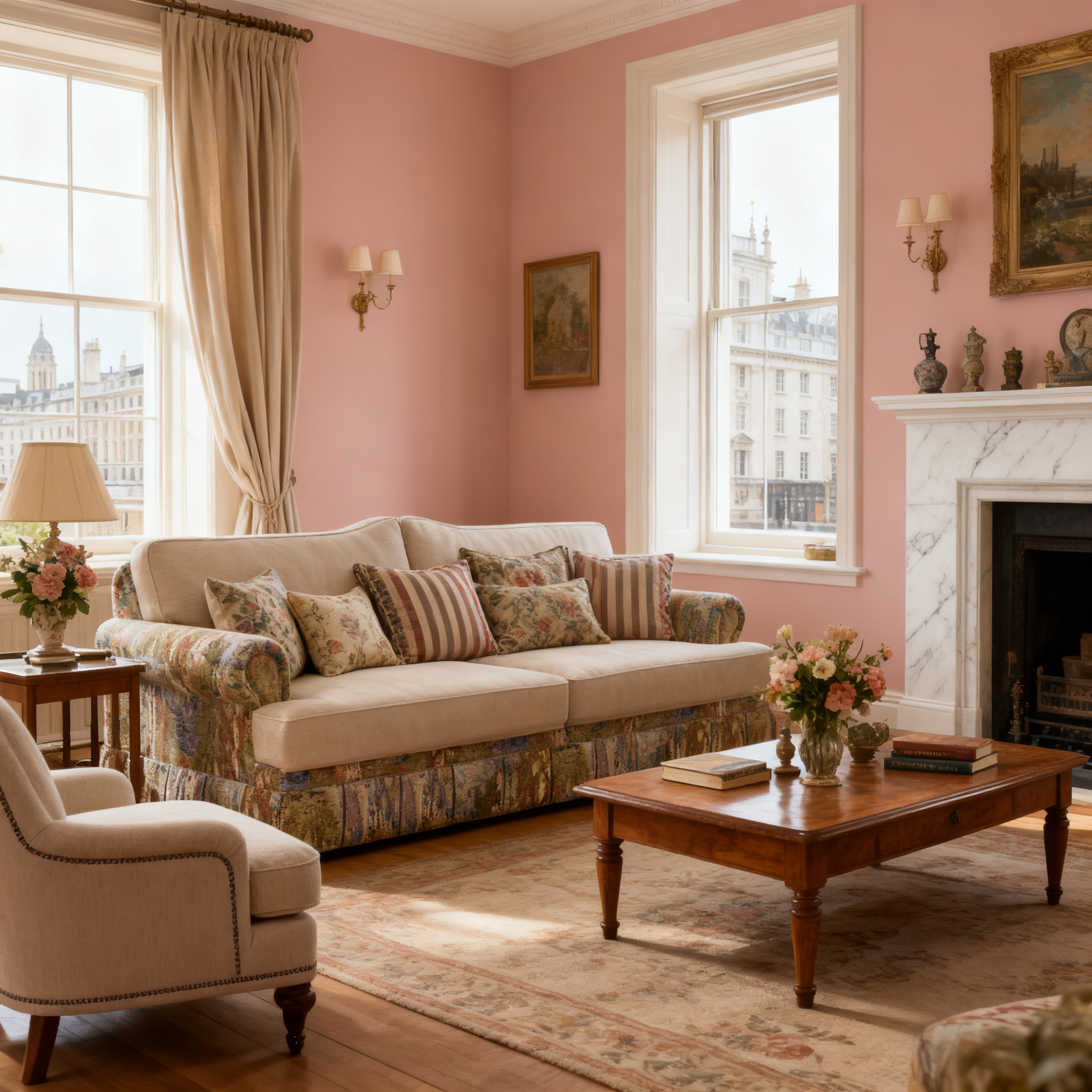 Cottonfy Heritage Plaid Skirted Sofa with Concealed Storage Drawers