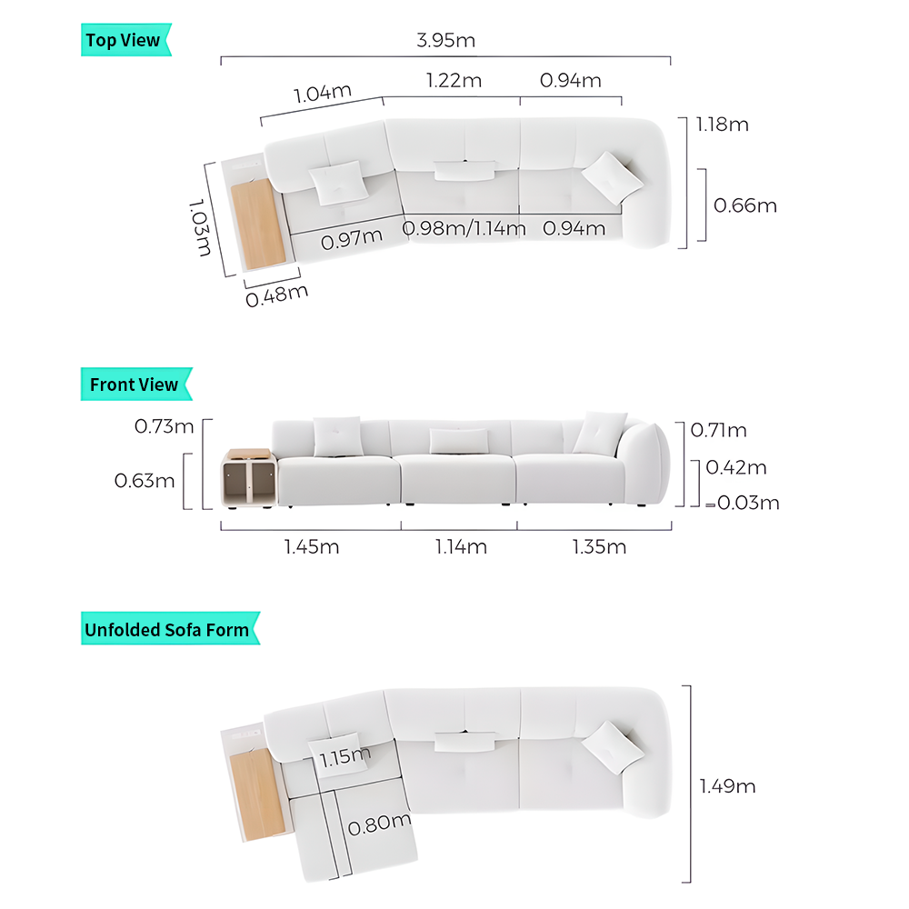 Cream Smart Electric Telescoping Soft Landing Fabric Sofa