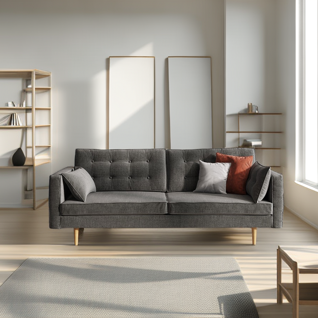 Contemporary Artful Tufted Wide-Seat Sofa