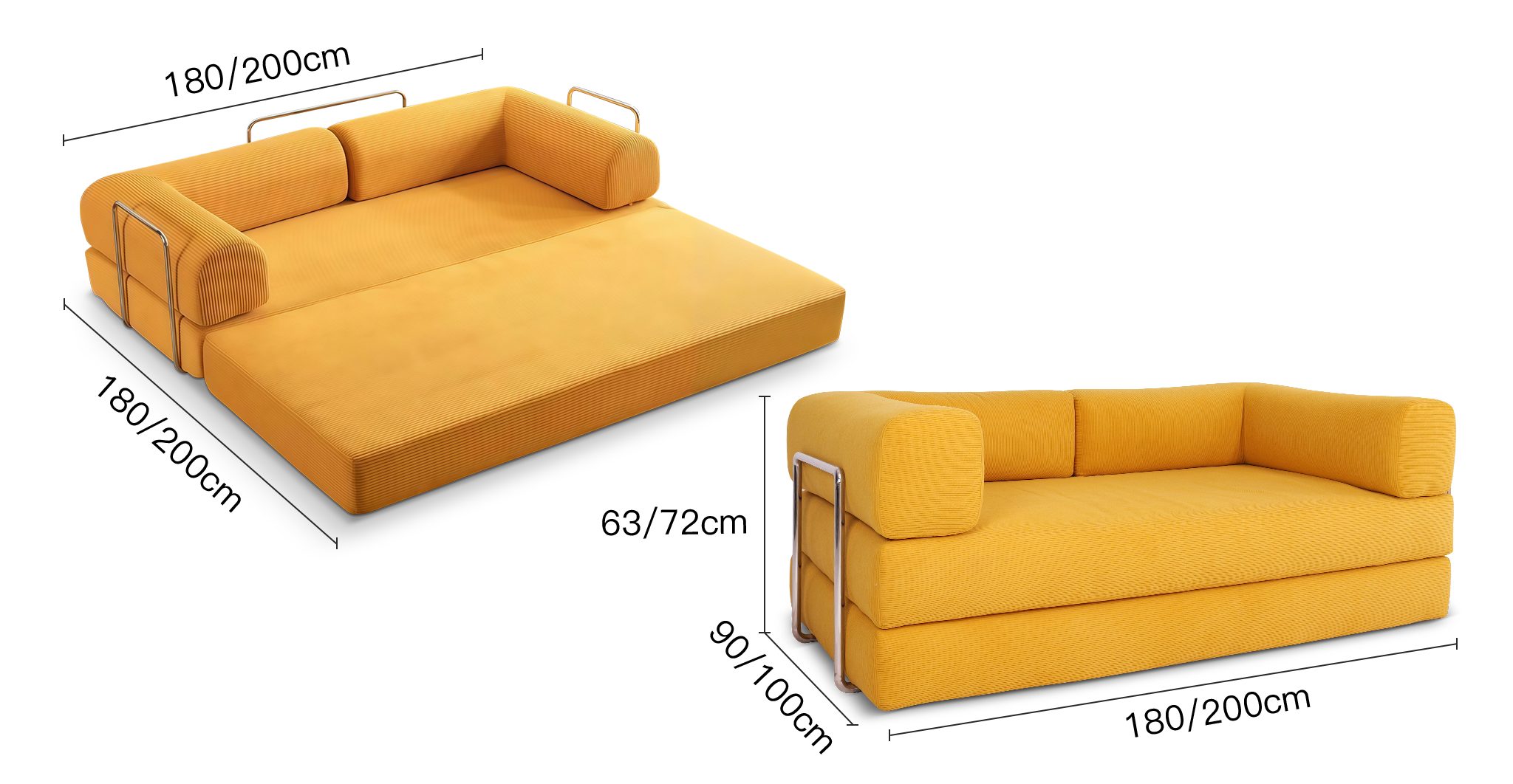 Yellow Corduroy Fabric Foam Modular Sofa