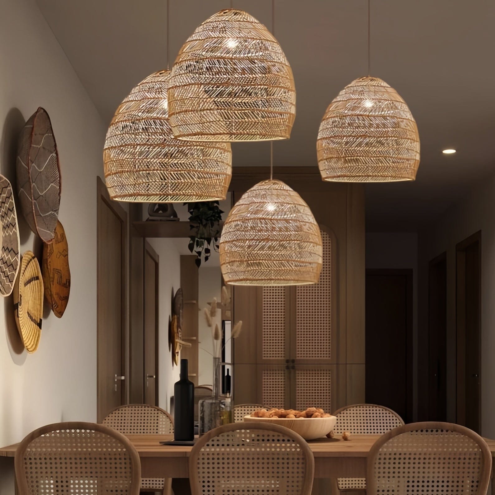 Lightsin Natural Rattan Pendant Light | Handwoven Ceiling Lamp for Kitchen & Dining Room Lightsin UK 