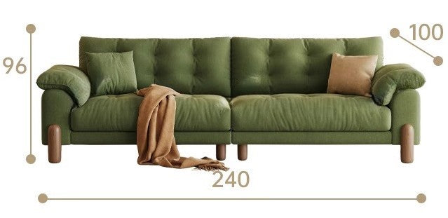 Nordic Fabric Living Room Green Solid Wood Corner Sofa