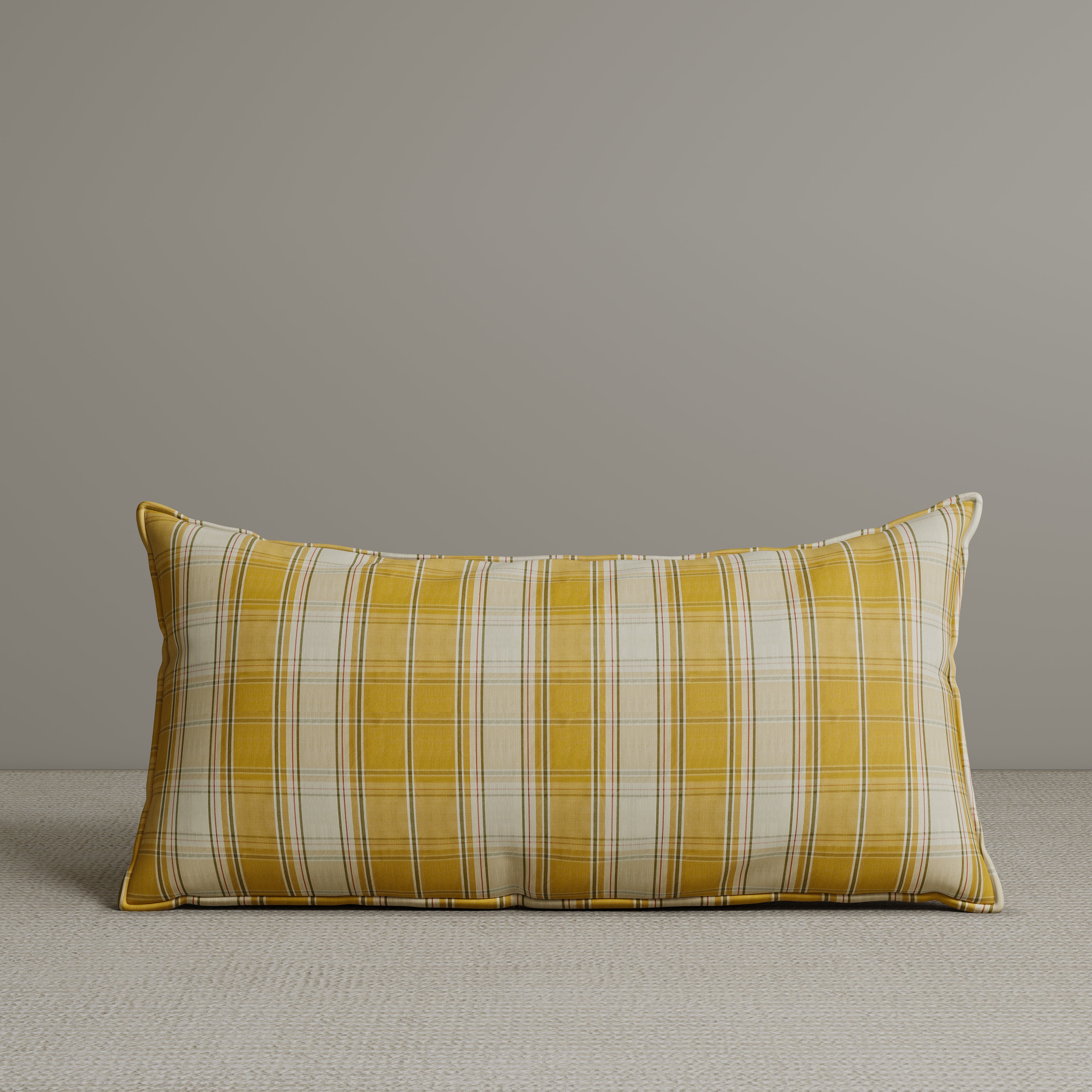 Exclusive Waist Cushion in Yellow Checkered Cotton Linen, 56*27*12 CM