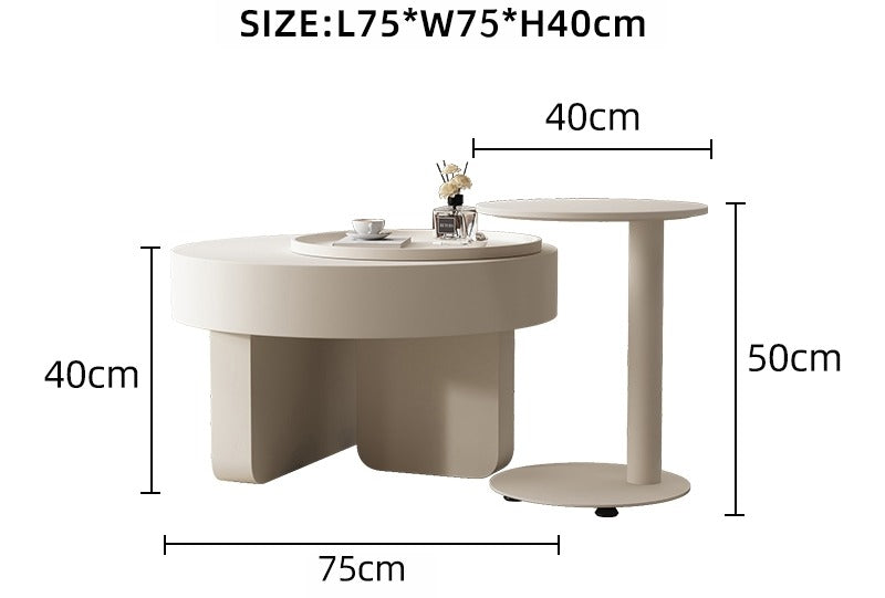 Minimalist Living Room Small Unit with Movable Rotating Coffee Table