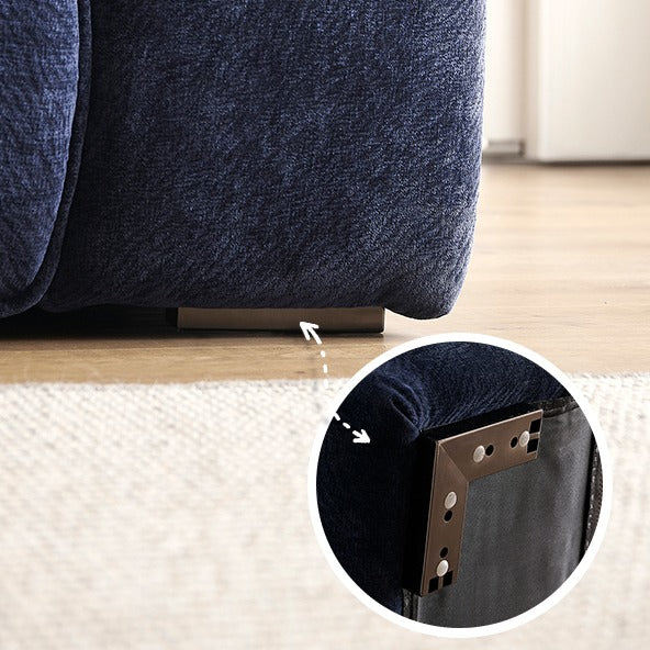 Tofu Block Vintage Chenille Fabric Sofa Stain Resistant Navy Blue