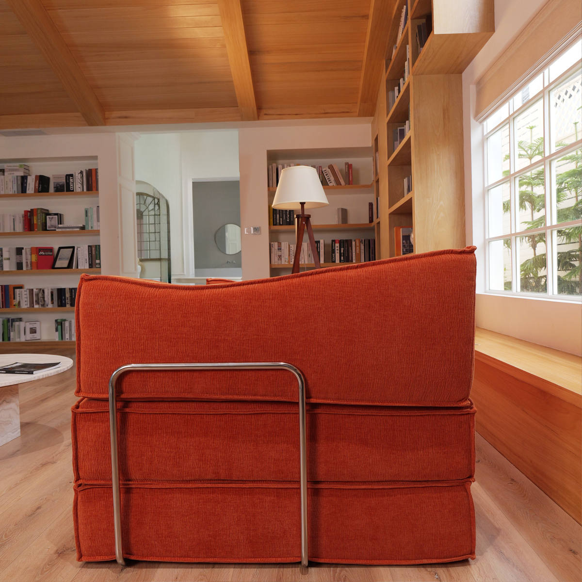 French Style Vivid Orange Free Modular Sofa Bed