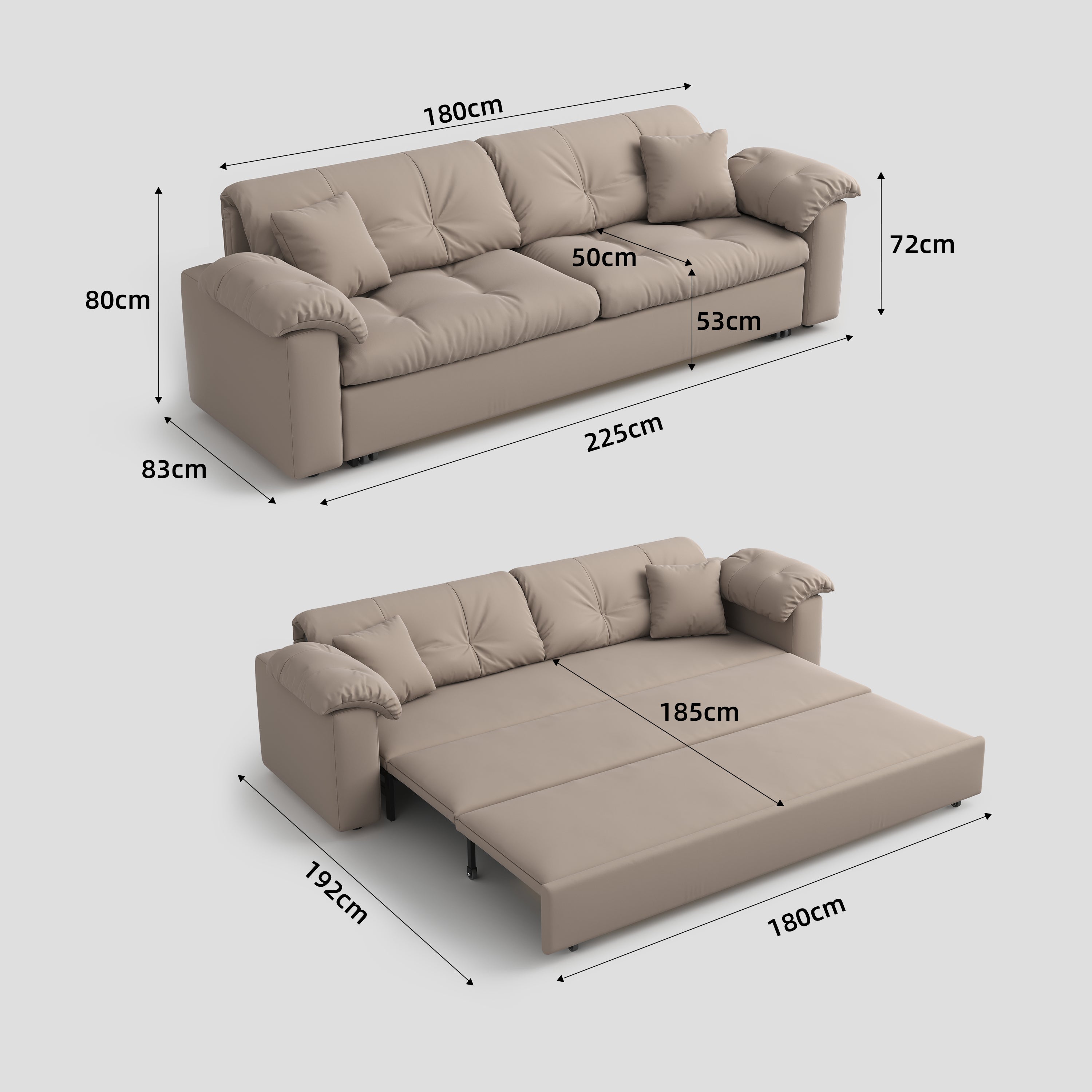 Multifunctional Sleeper Pull Out 2 Seater Sofa Bed with Storage Space