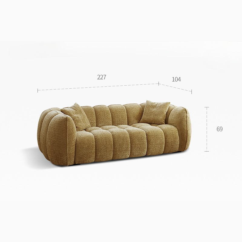 French Retro Pumpkin Shape Simple Multi-Person Sofa