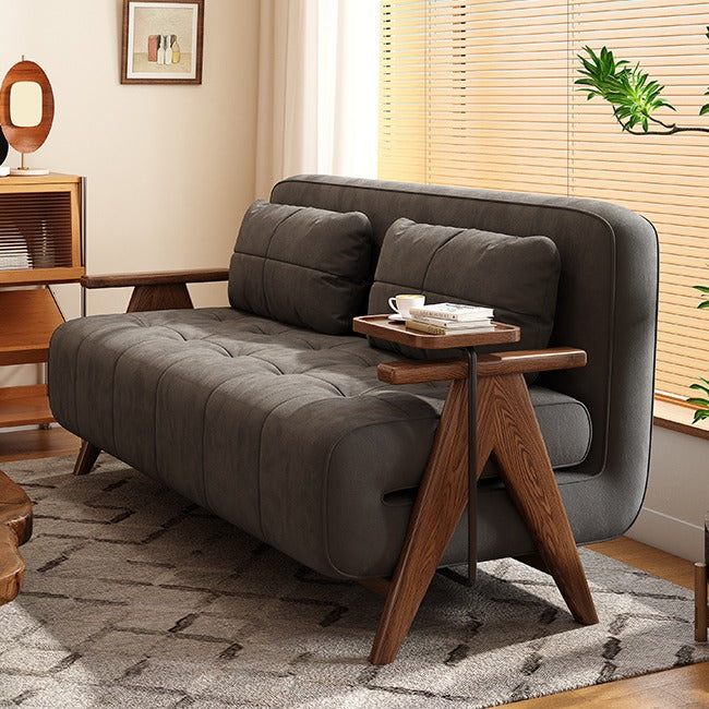 Foldable Matte Fabric Solid Wood 3 Mode Sofa Bed