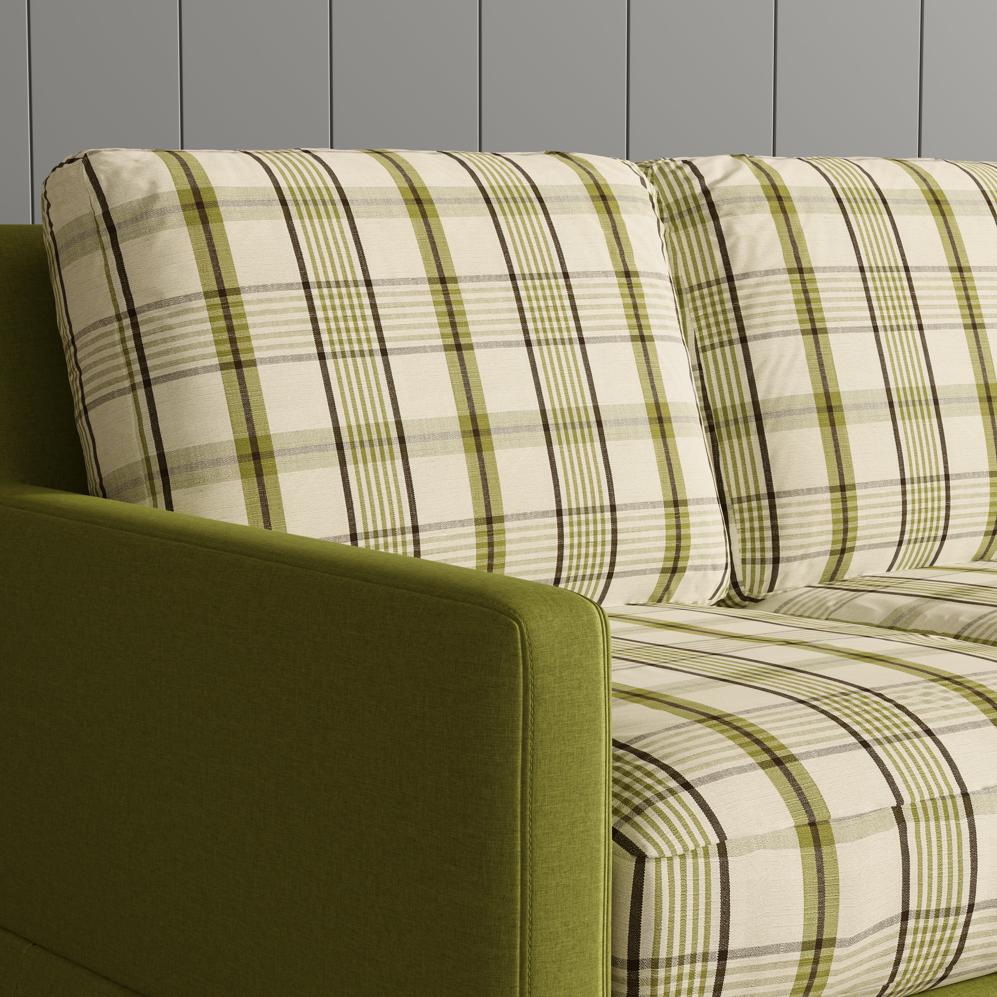 Cottonfy Country Check Sofa with Removable Skirted Covers
