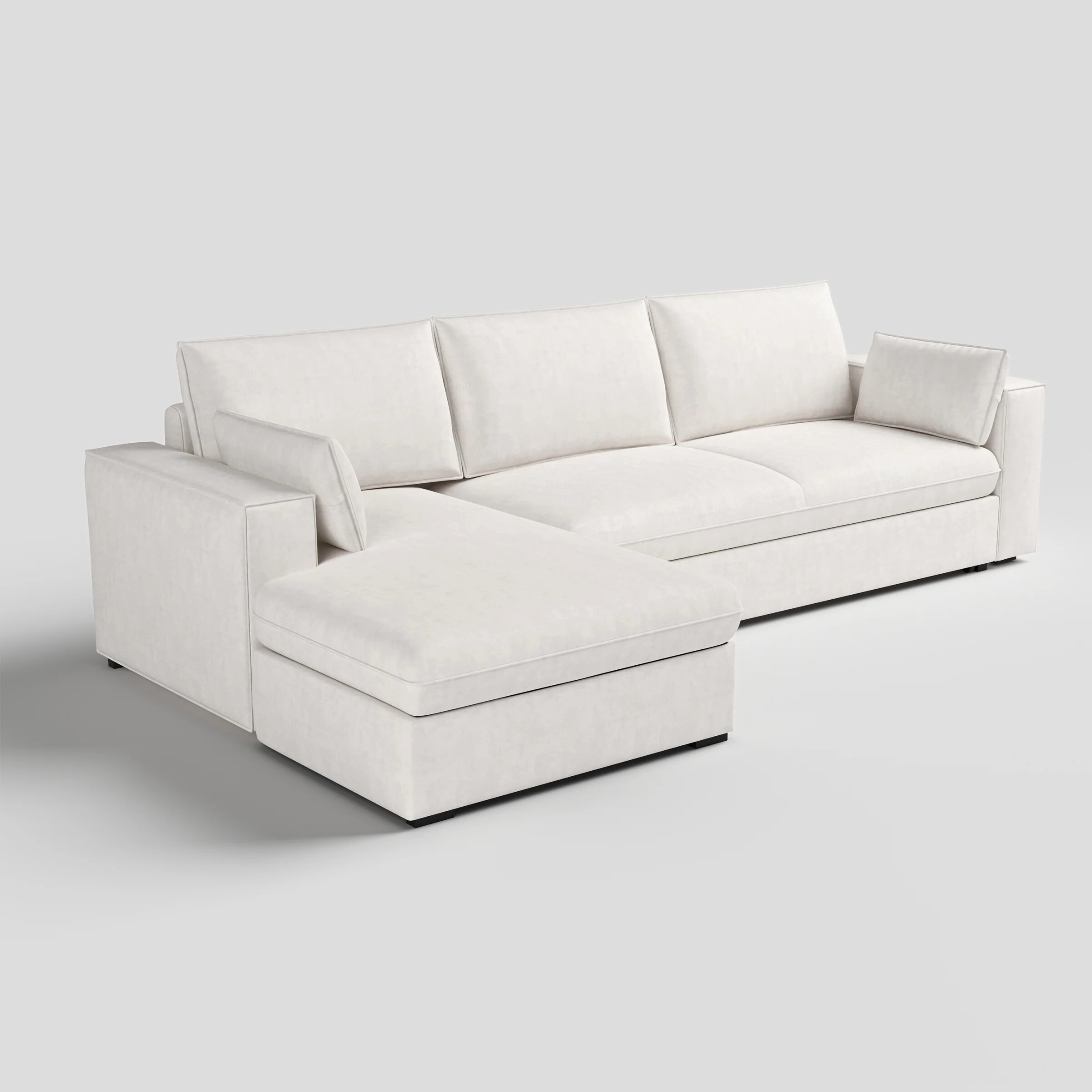 Cottonfy Creamy Tofu Block Pullout Sofa Bed with Storage