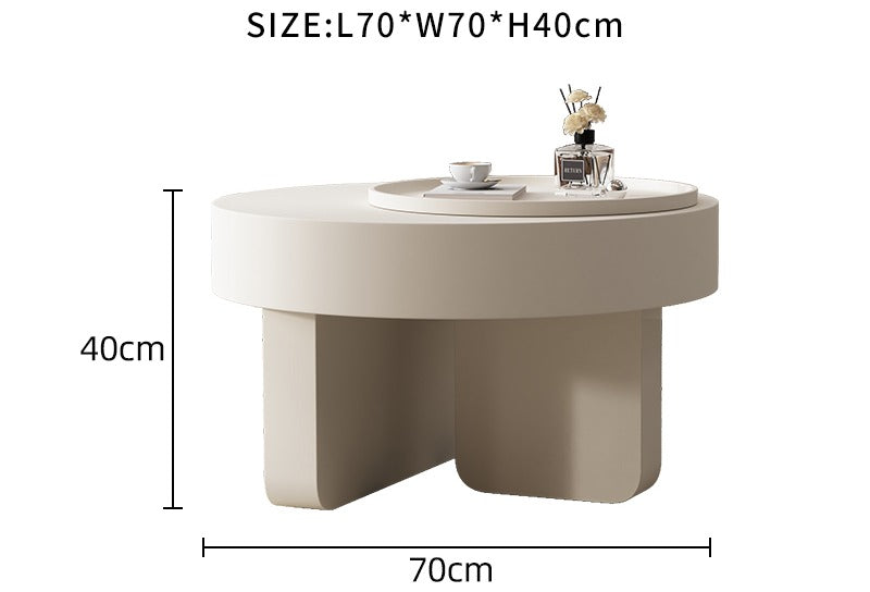 Minimalist Living Room Small Unit with Movable Rotating Coffee Table