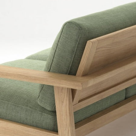 Contemporary Oak Wood Slatted Sofa Frame with Cushioned Seating