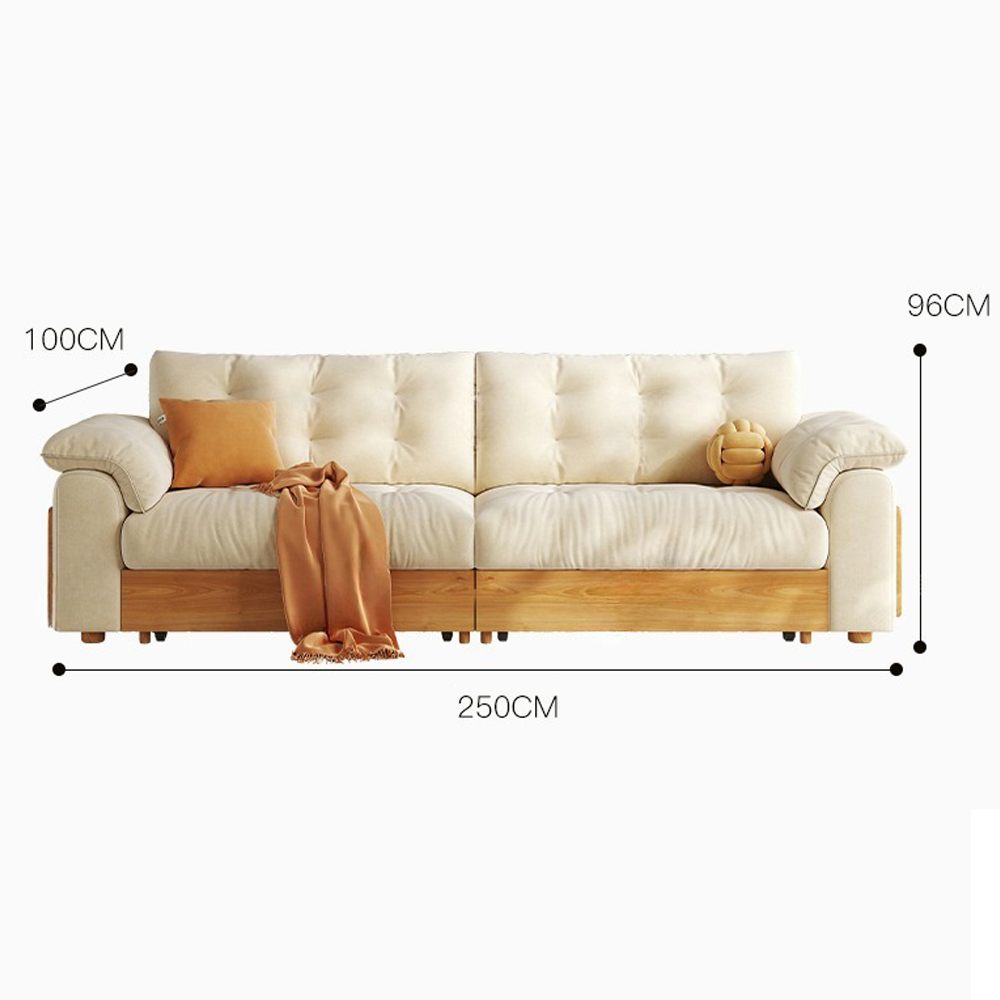 Solid Wood Folding Sofa Bed with Sleeper Chaise