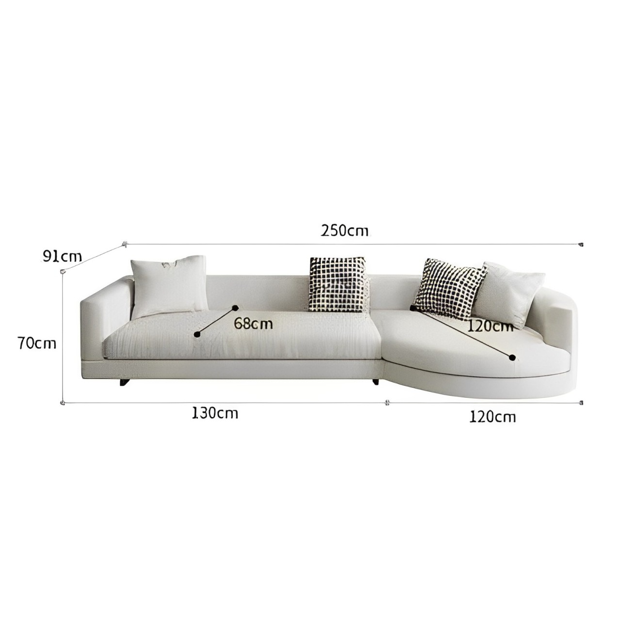 Minimalist Creamy Flannel Creative Corner Sofa