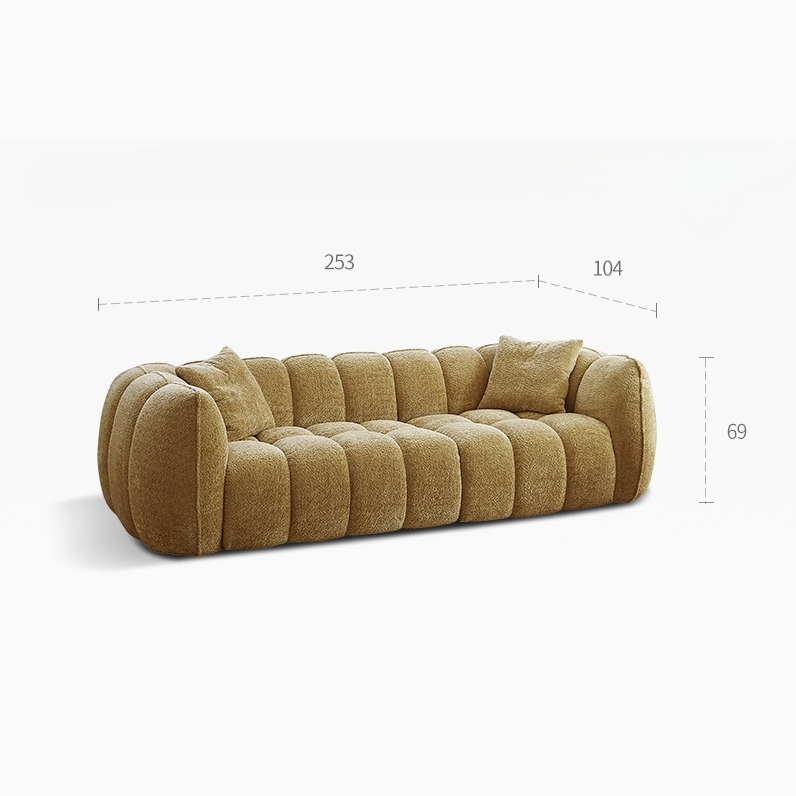 French Retro Pumpkin Shape Simple Multi-Person Sofa