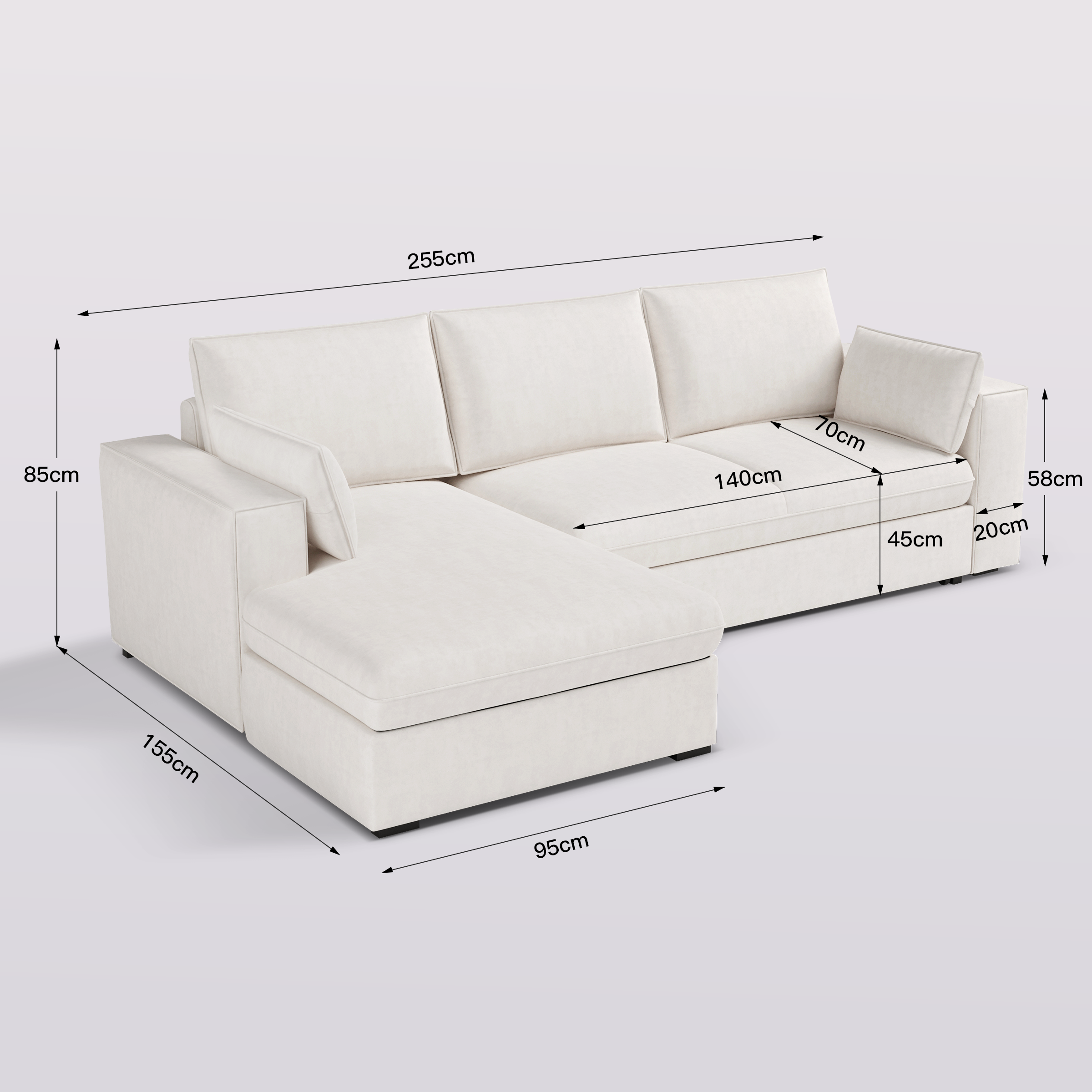 Cottonfy Creamy Tofu Block Pull Out Sofa Bed with Storage Guest Sleeper