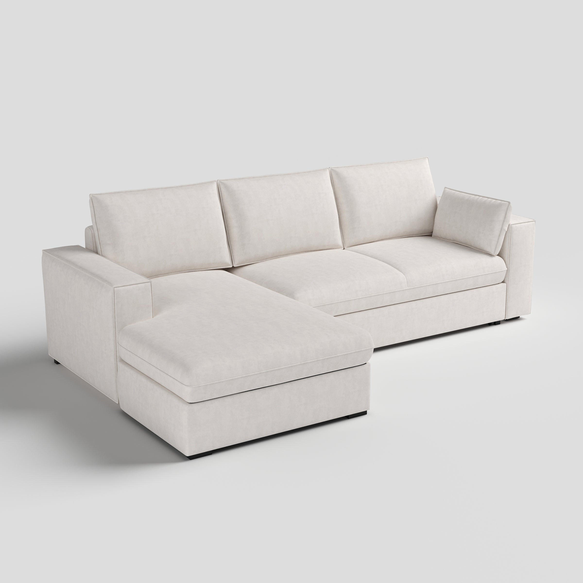 Cottonfy Creamy Tofu Block Pullout Sofa Bed with Storage