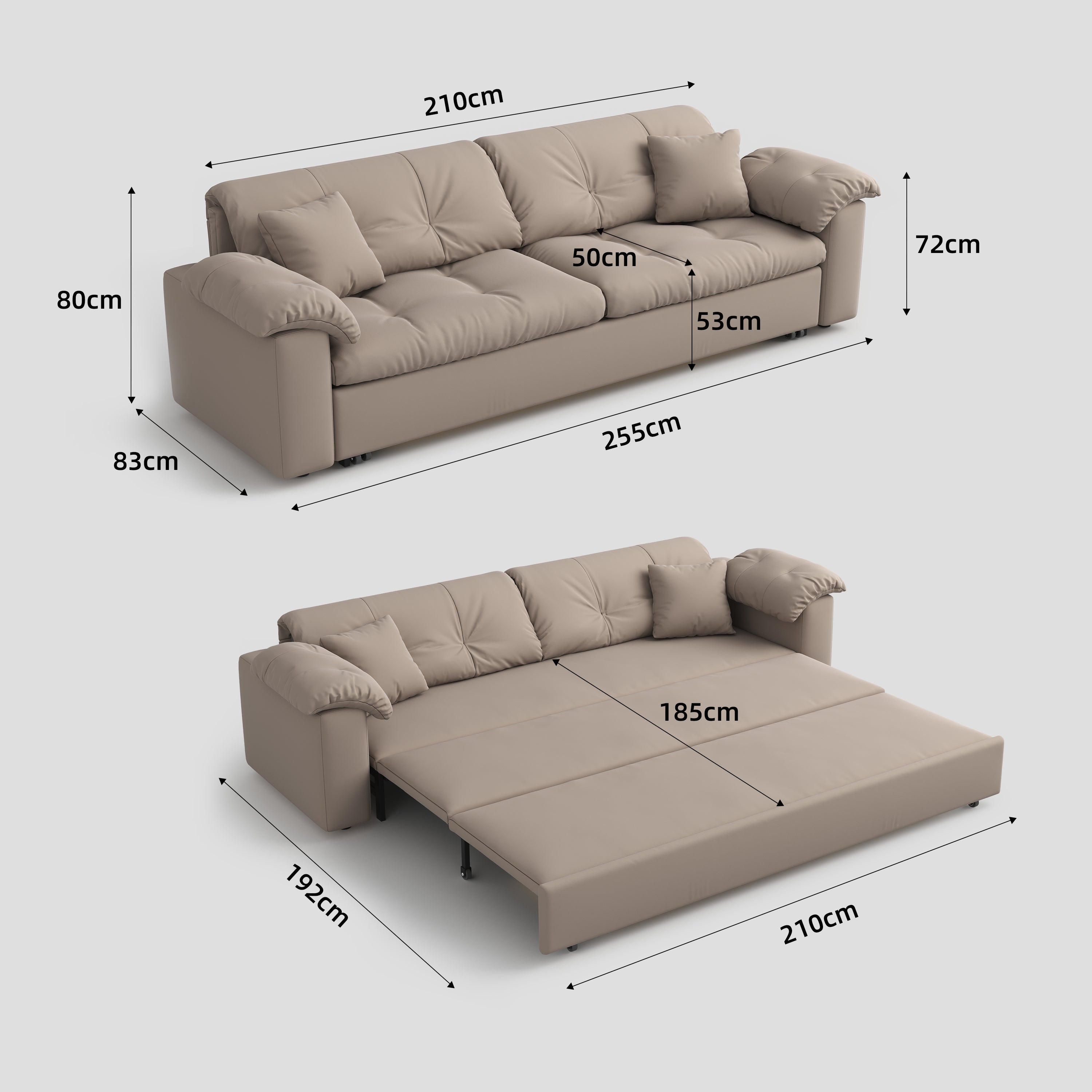 Multifunctional Sleeper Pull Out 2 Seater Sofa Bed with Storage Space