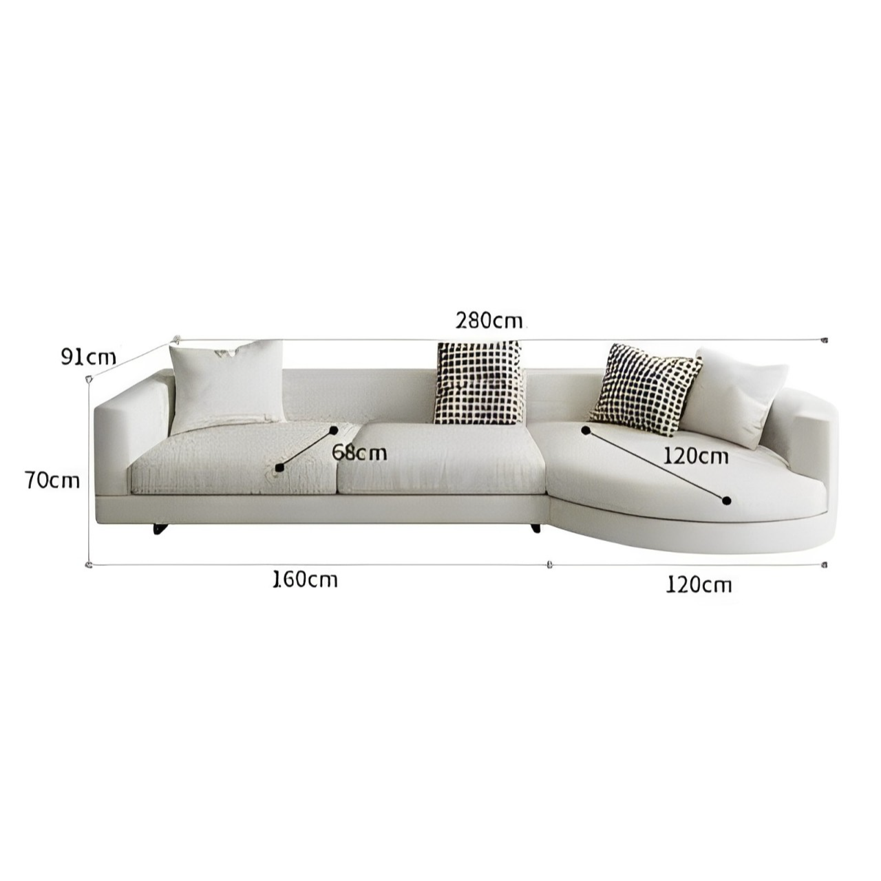 Minimalist Creamy Flannel Creative Corner Sofa