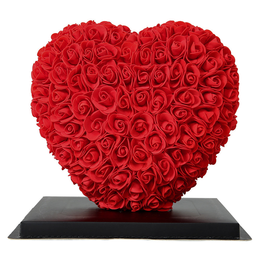 Simulation Forever Rose Flower Heart with Gift Set with Lights Red