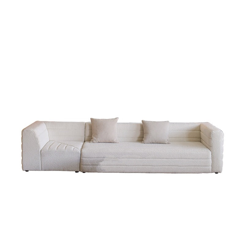 Italian Minimalist Cream Corner Chaise Lounge Sofa