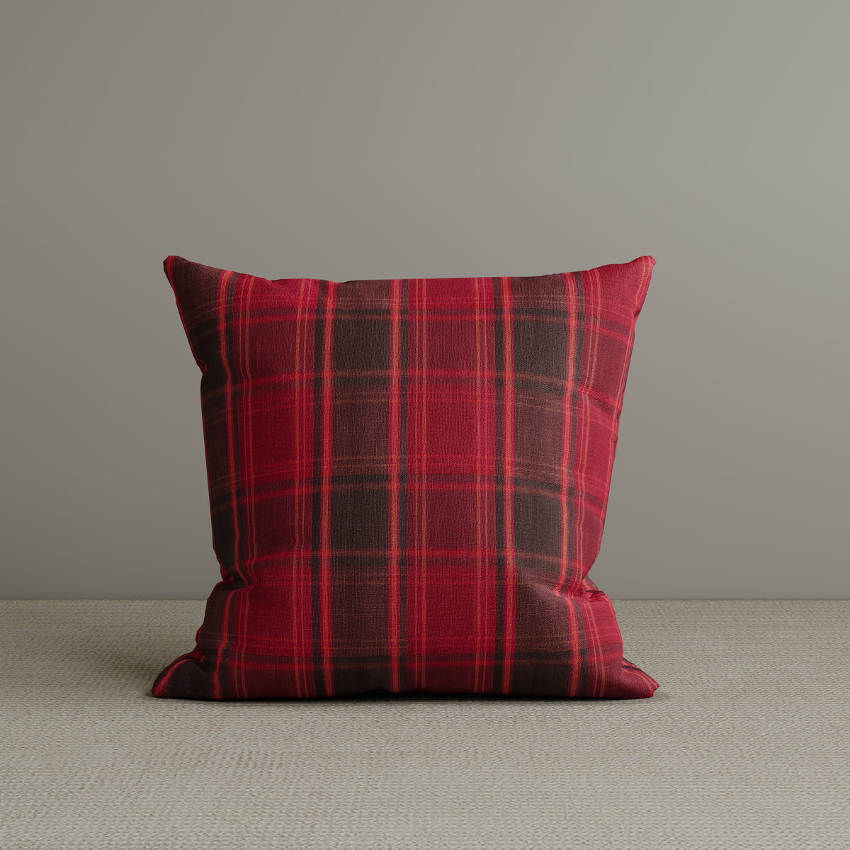 Square Exclusive Design Cushion Garnet Plaid Cotton Linen 45*45CM