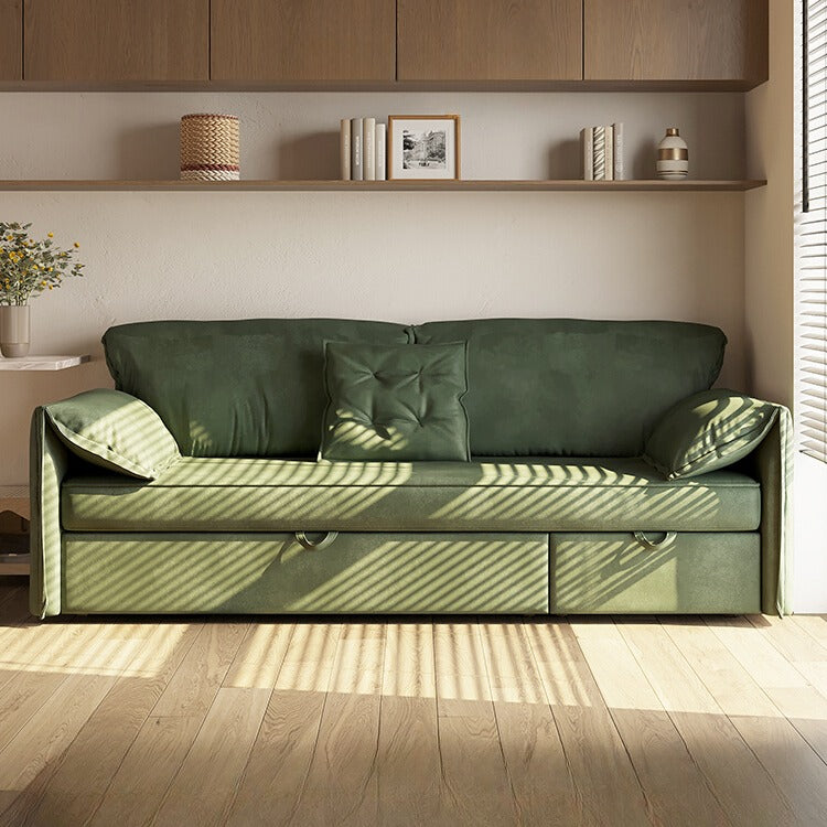 Expandable Green Pulley Corner Sofa Bed for Small Apartment